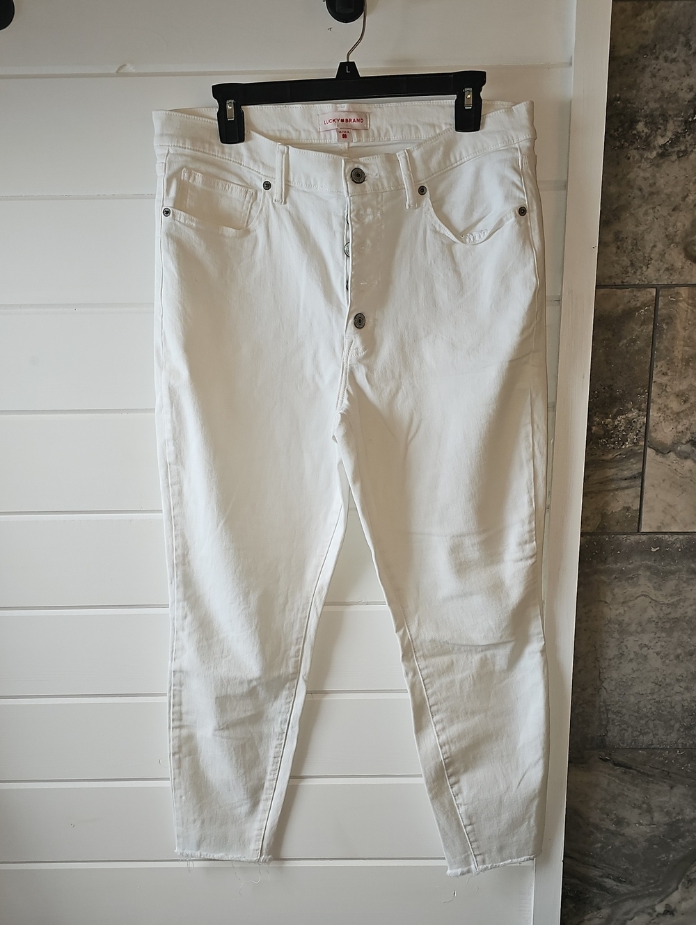 Lucky Brand White Ankle Crop Button-Fly Jeans